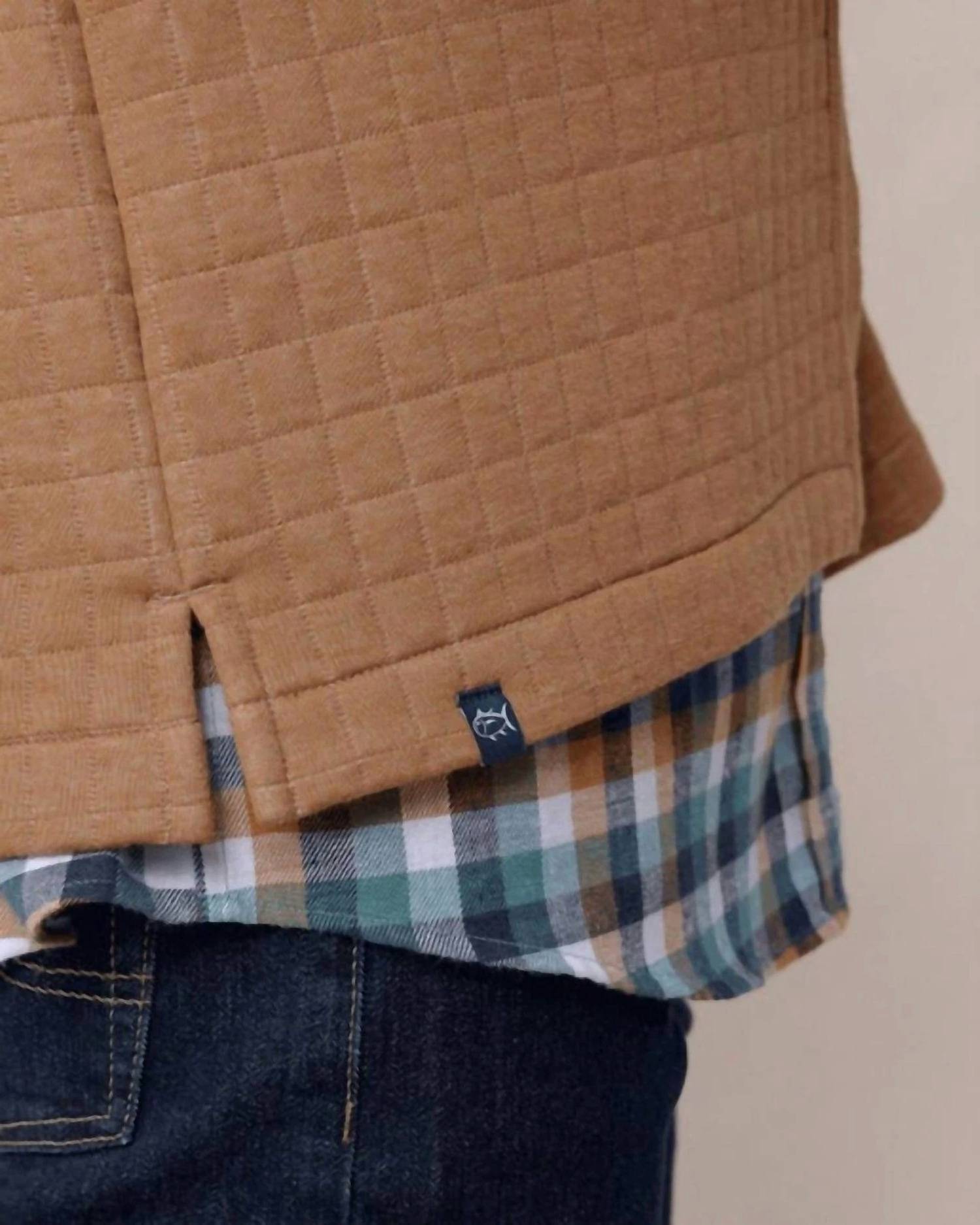 SOUTHERN TIDE Fairwood Quilted Knit Shacket in hazelnut khaki - men's jacket - alternate view