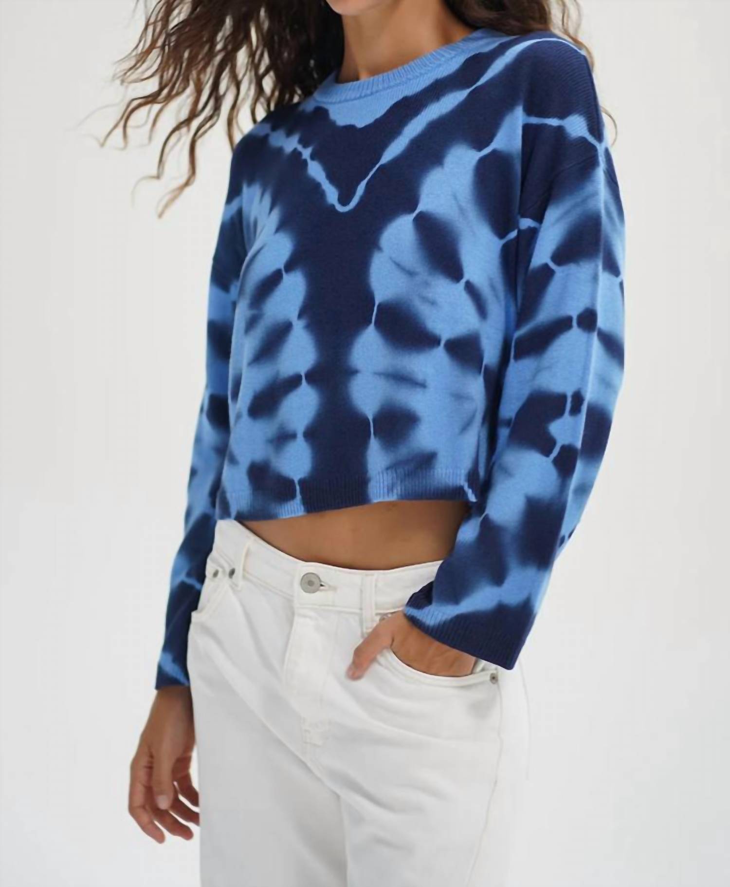 LNA Caprina Tie Dye Sweater in tyrrhenian blue - women's sweater