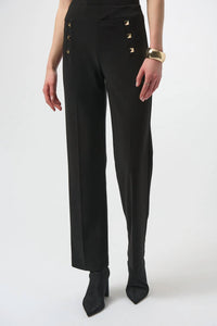 Joseph Ribkoff Rivet Details Pull On Straight Pant in black - women's pants