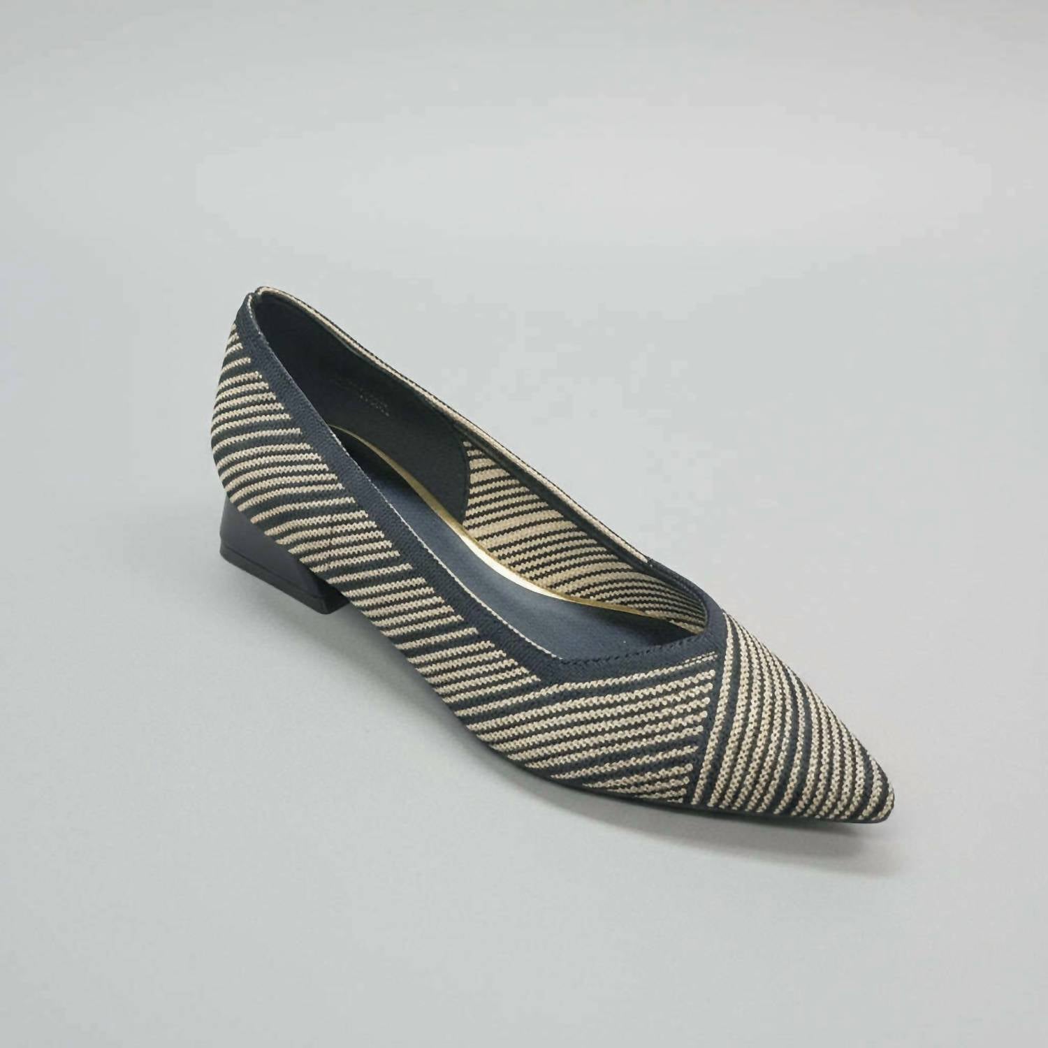 Gioseppo Women's Striped Heeled Shoes in black tan - women's flats
