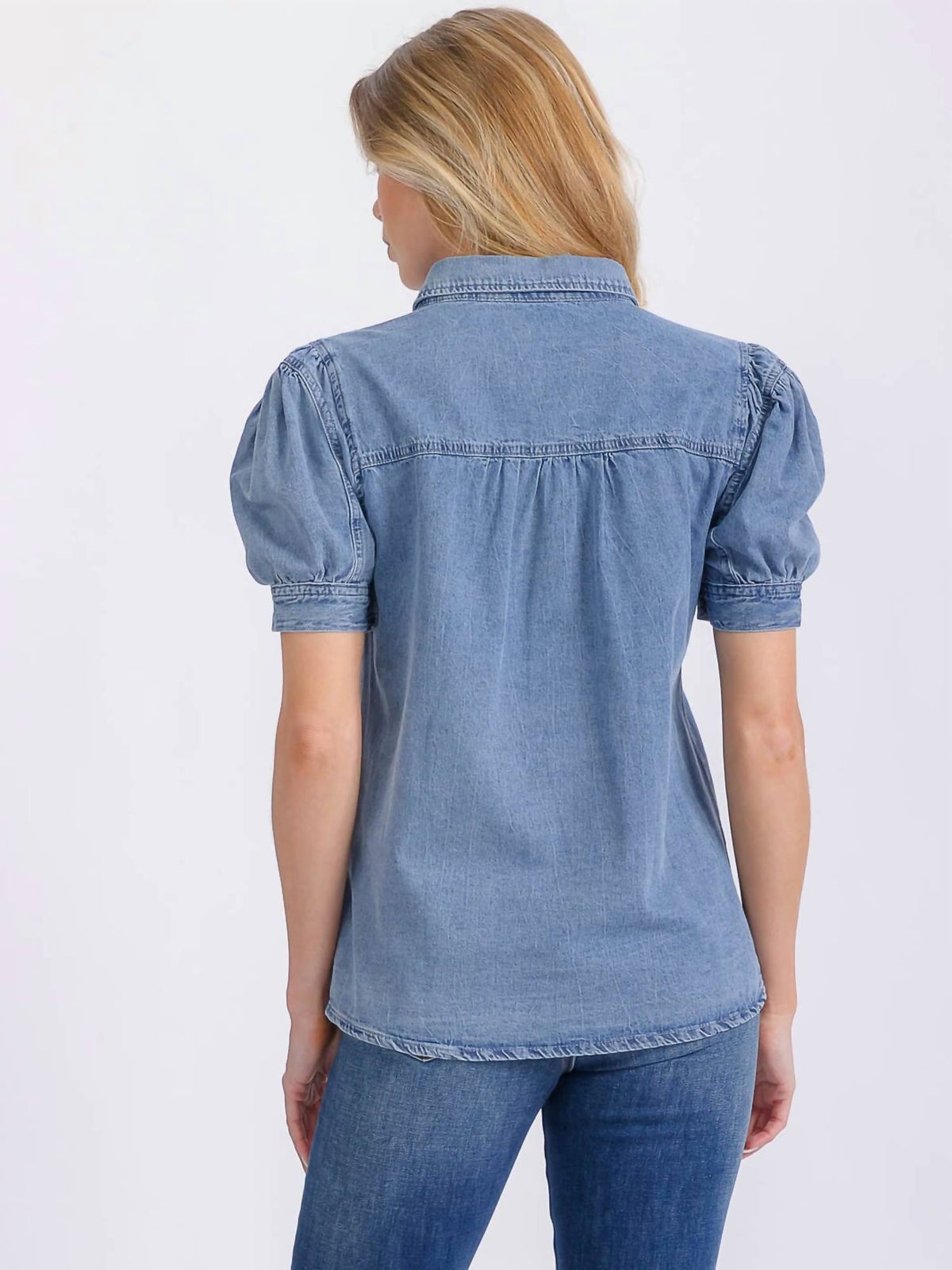 Wholesale Fashion Trends - The Arlo Denim Puff Top