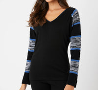 French Kyss - Two Tone Sleeve V-Neck Top