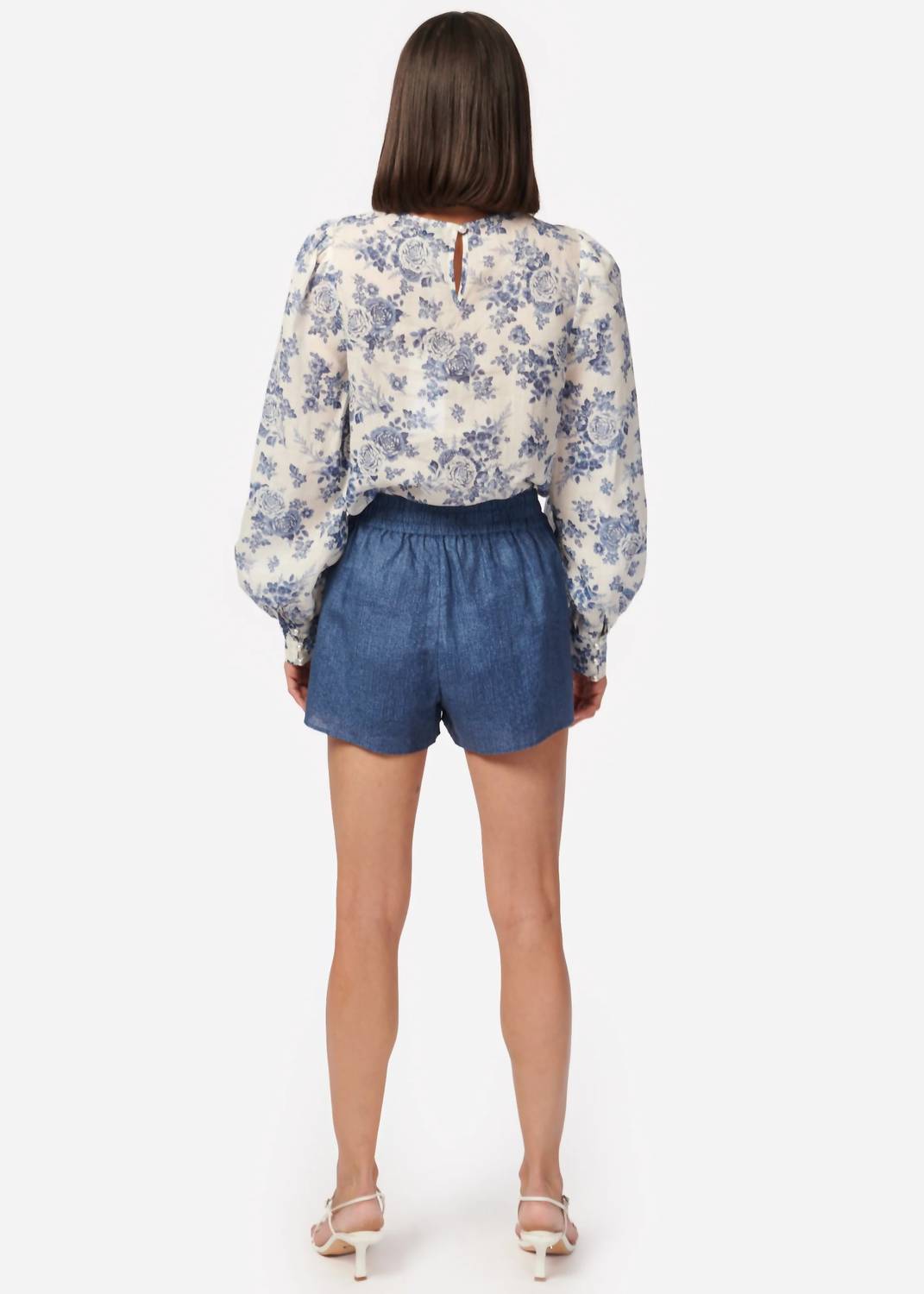 Cami NYC Jillian Linen Short in raw demin - women's shorts - detail view