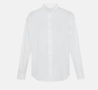 THEO the Label Echo Band Collar Button Down Shirt in white - women's shirt - alternate view