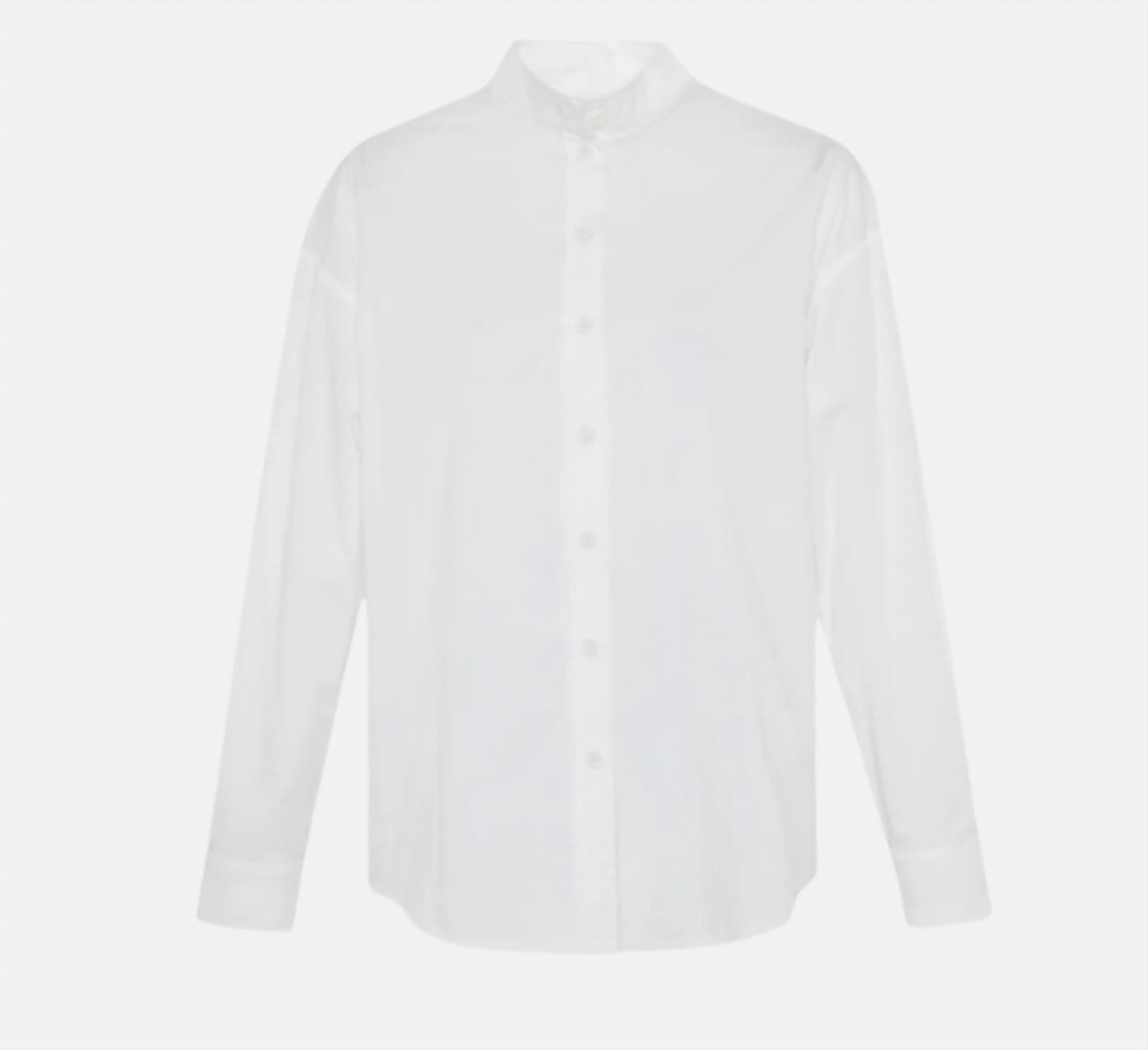 THEO the Label Echo Band Collar Button Down Shirt in white - women's shirt - alternate view