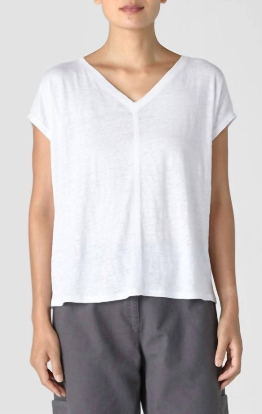 Eileen Fisher - Organic Linen Jersey V-neck Tee