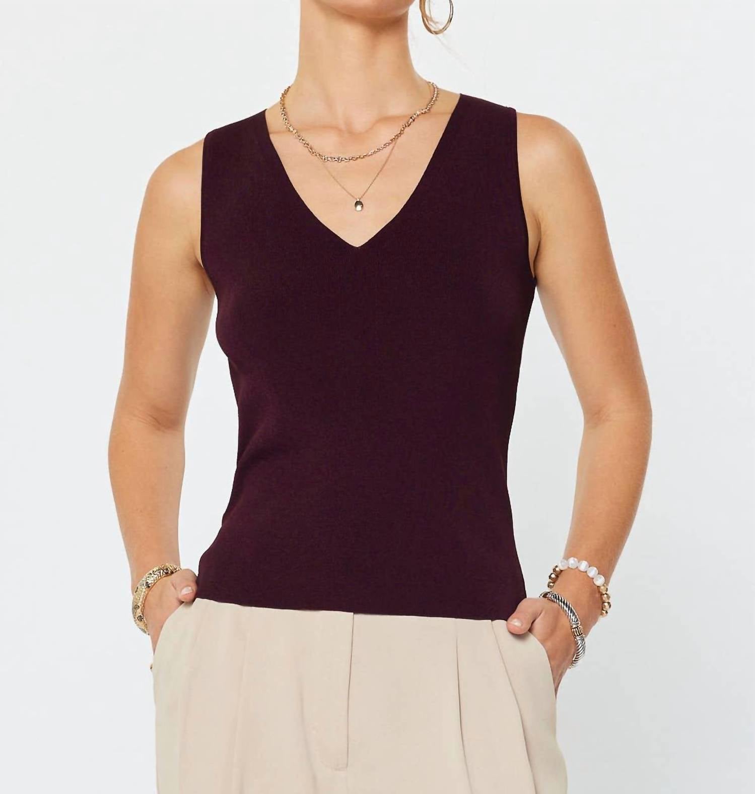 Current Air - Sleeveless V-neck Sweater Top