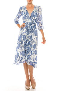 Maison Tara - Floral Wrap Style Midi Dress