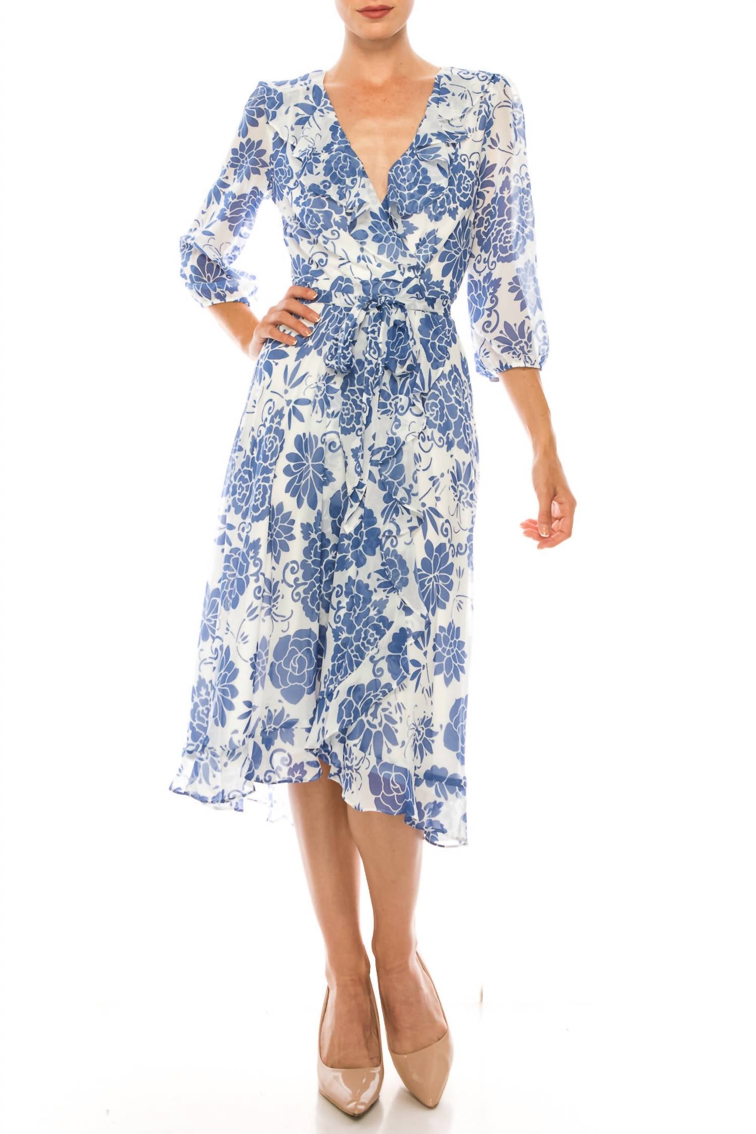 Maison Tara - Floral Wrap Style Midi Dress