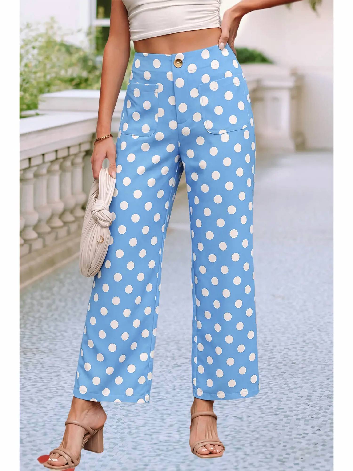 Little Daisy Closet - Penelope Polka Dot Print Loose Pants