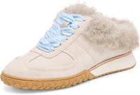 Dolce Vita Women's Izzey Plush Sneakers in light taupe suede 2 - women's sneaker - detail view