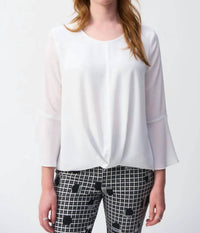 Joseph Ribkoff - Crew Neck Hi-low Three Quarter Bell Sleeves Top