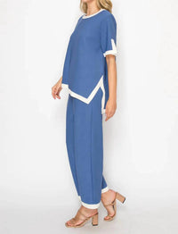 Joh - Crepe Top And Pants Knit Set