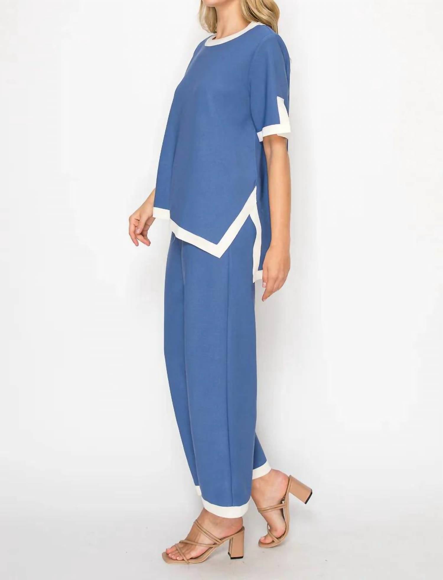 Joh - Crepe Top And Pants Knit Set