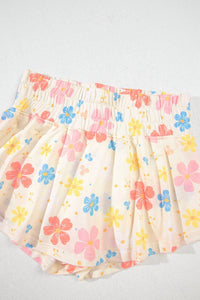 Lovesoft - Floral Print Crop Top Wide Leg Short Set