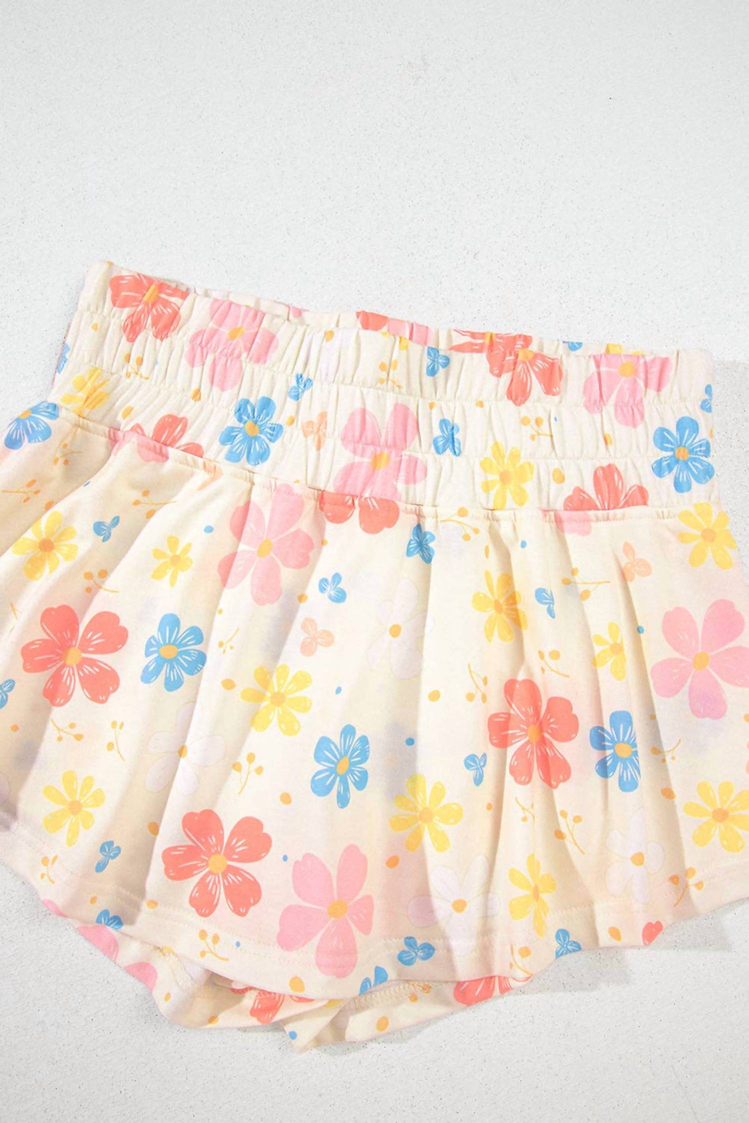 Lovesoft - Floral Print Crop Top Wide Leg Short Set