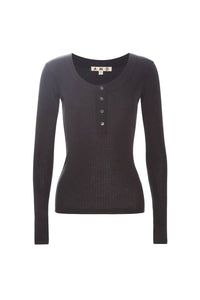 AMO Women's Sweets Henley Long Sleeve Tee in vintage black - women's long sleeve top - view 5