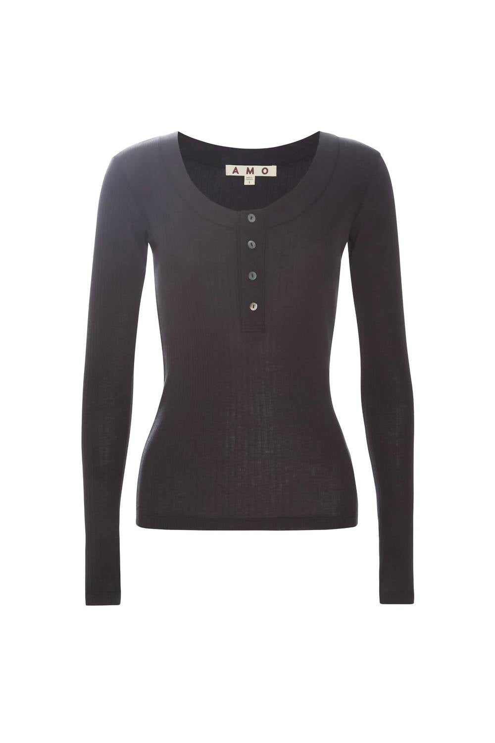 AMO Women's Sweets Henley Long Sleeve Tee in vintage black - women's long sleeve top - view 5