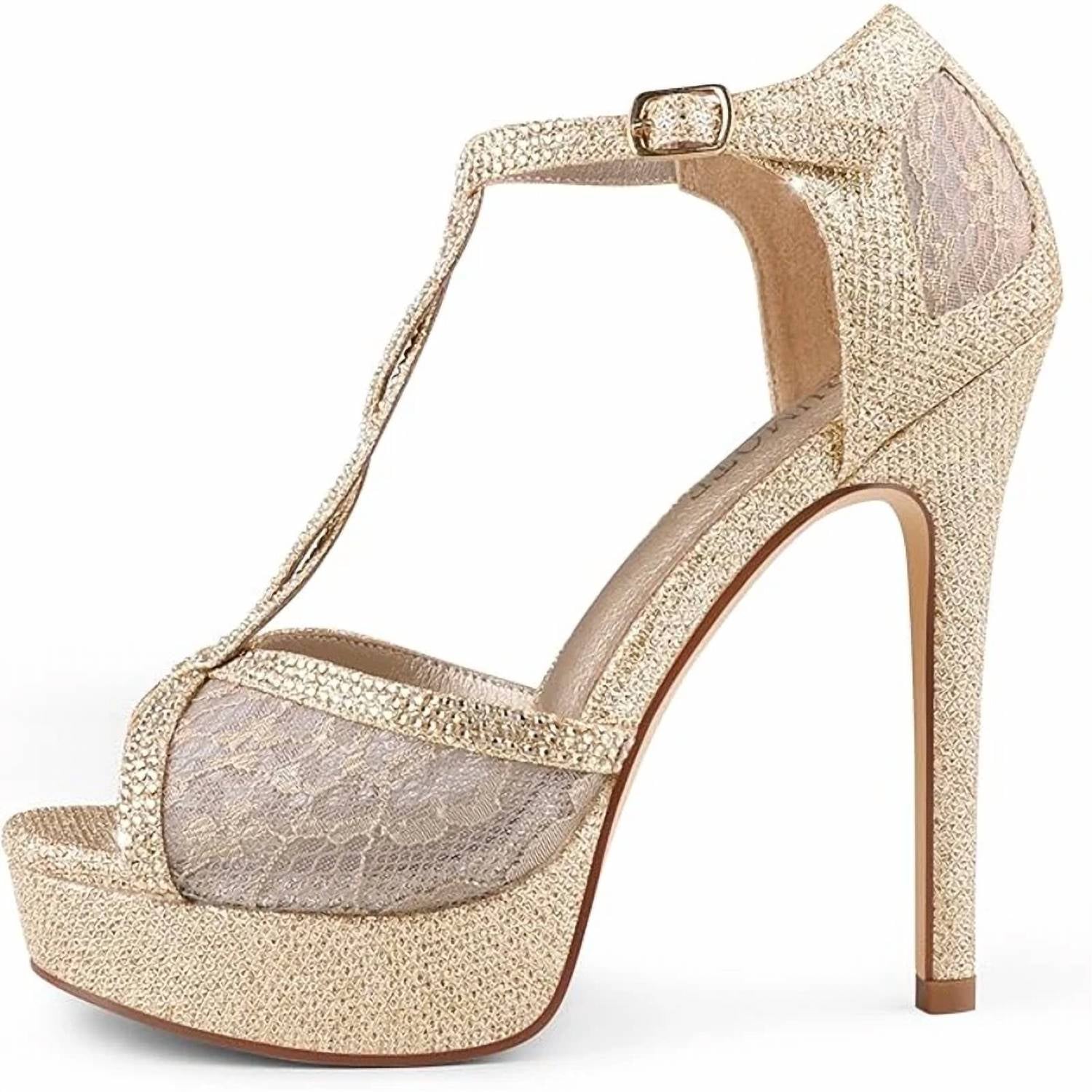 Merumote - Women's Lace Peep Toe Platform Heels