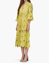 America & Beyond - Fall For Neon Floral Lace Midi Cover Up Dress