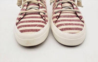 Sperry Women's Crest Vibe Slip On Shoes in maroon cream stripe - women's sneaker - detail view