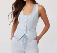 Bella Dahl Scoop Neck Vest in oasis spray wash - women's tank top