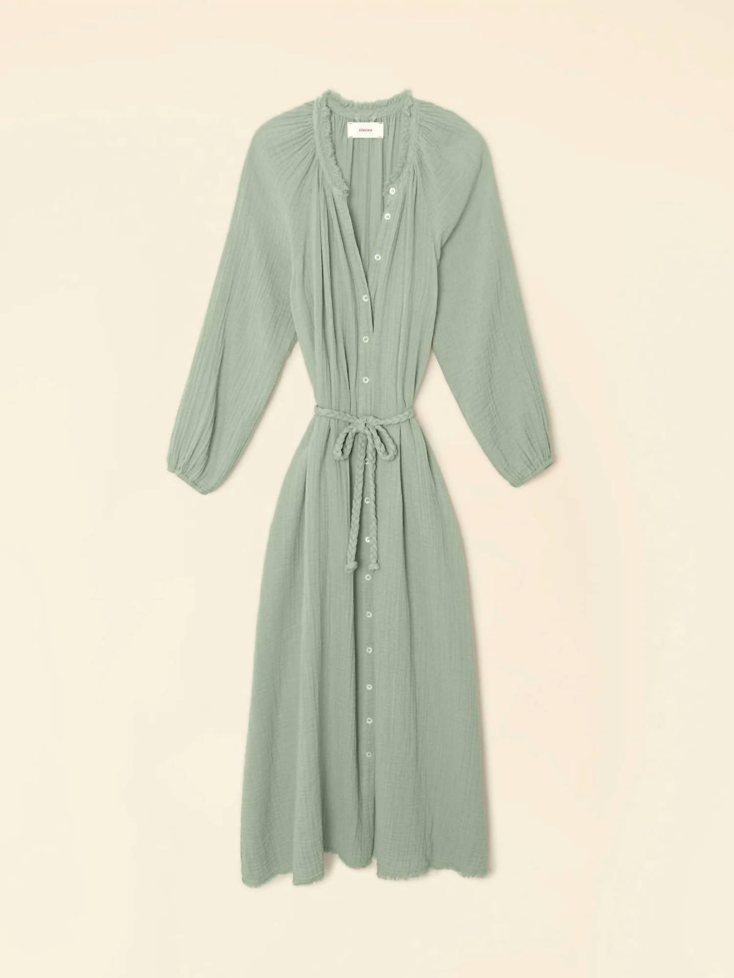 XIRENA Andrea Button-front Midi Dress in aqua grey - women's dress - view 4