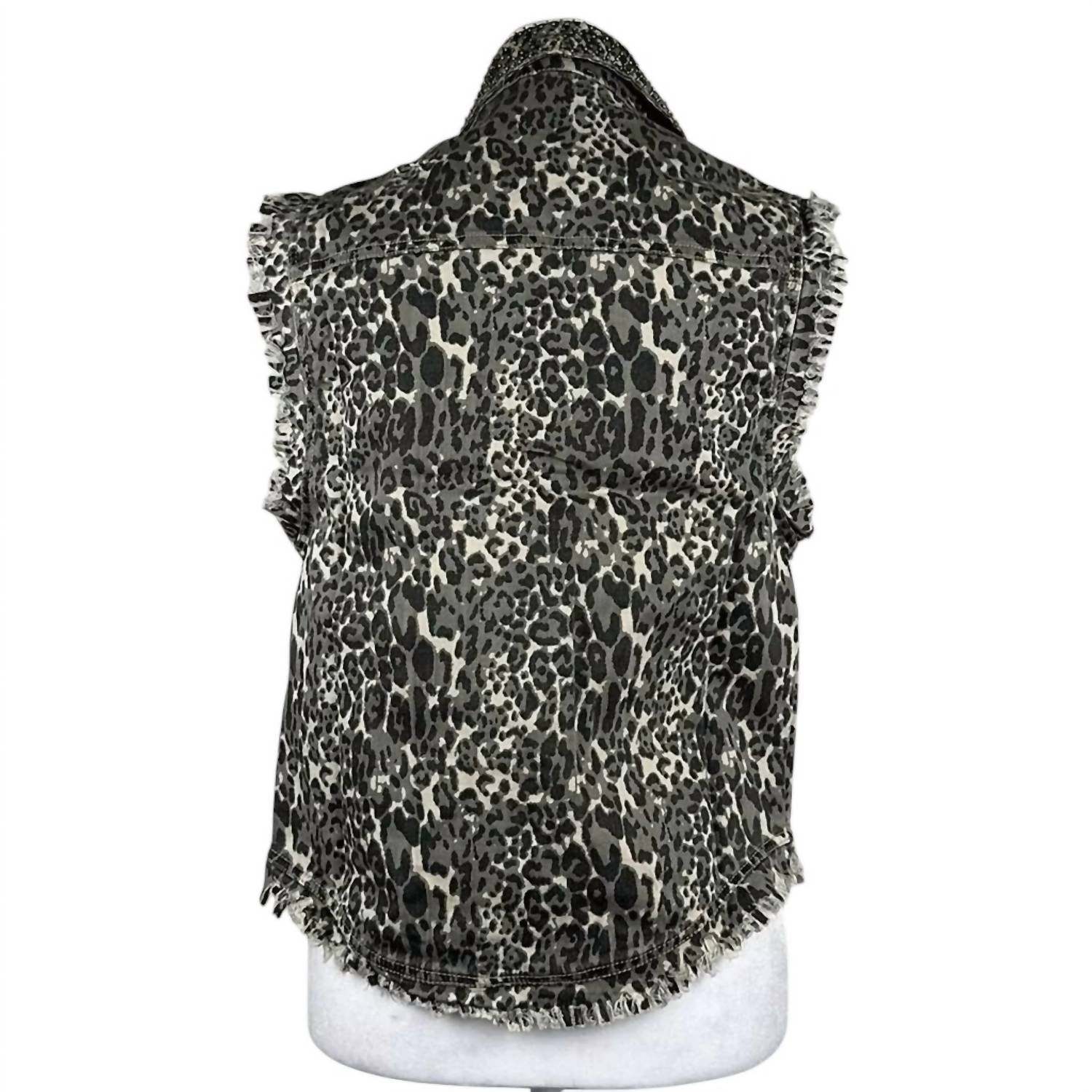 English Rose - Women's Animal Print Distressed Vest