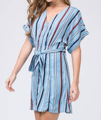 entro Striped Mini Shirtdress in blue - women's dress - alternate view