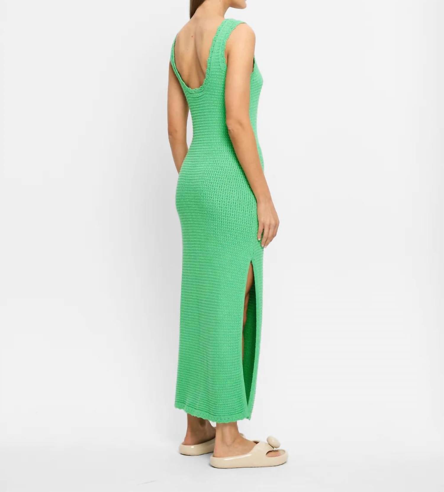 KIVARI Martina Maxi Knit Dress in green - women's dress - detail view
