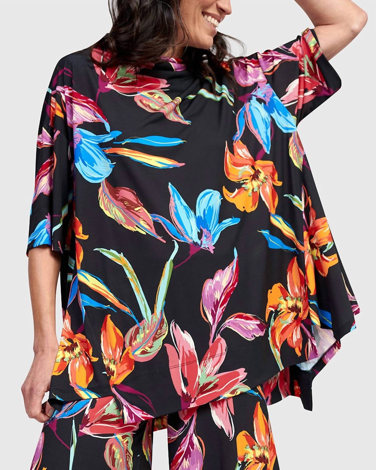 ALEMBIKA Laguna Oversized Trapeze Top in bloom - women's blouse