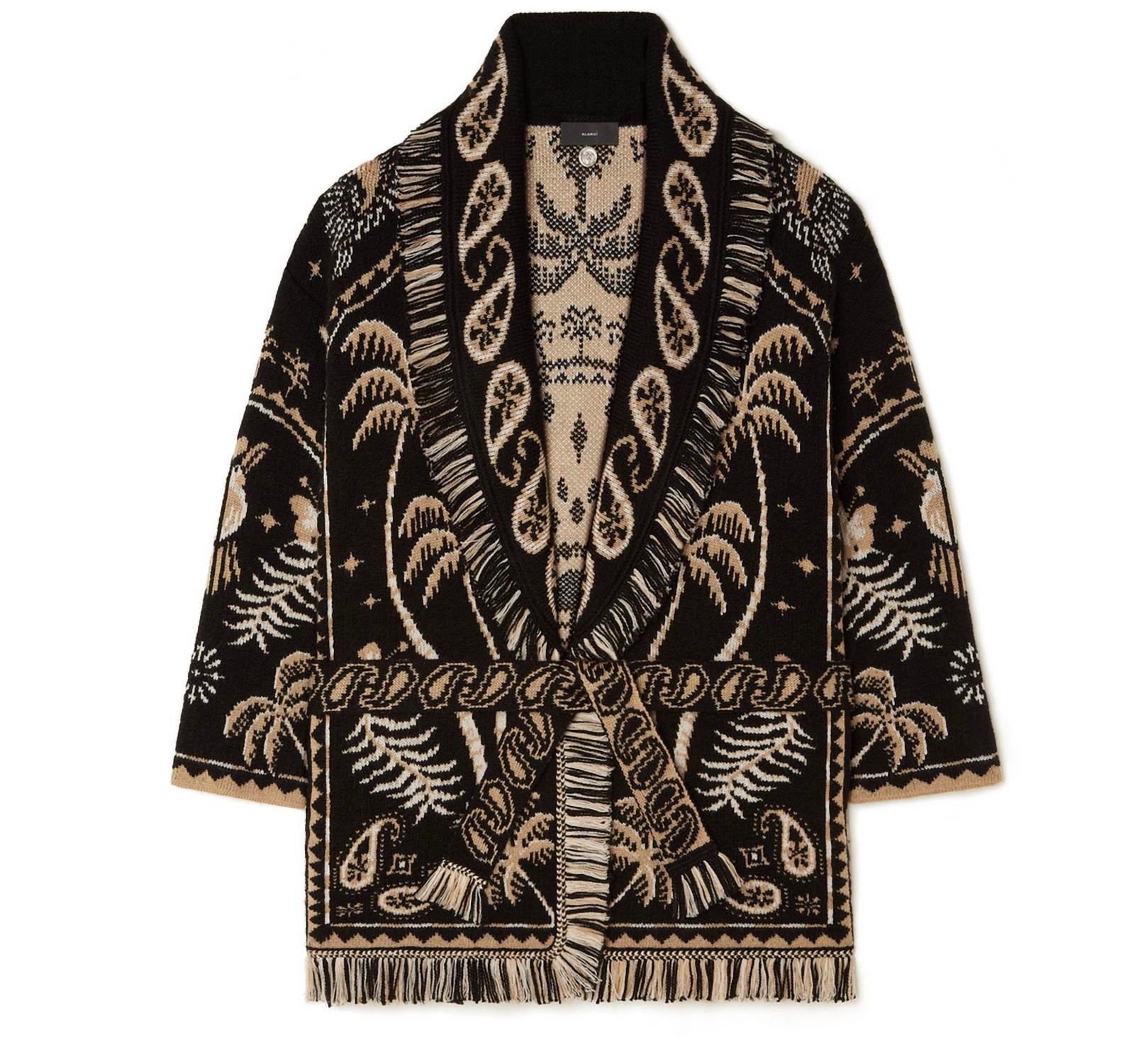 Alanui - Lush Nature Foulard Cardigan in Black Sandstorm
