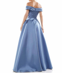 Marsoni by Colors Off Shoulder Ball Gown in slate blue - women's dress - view 4