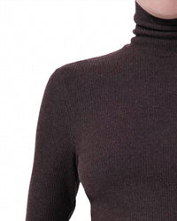 AGOLDE PASCALE TURTLENECK TOP in fox - women's long sleeve top - detail view