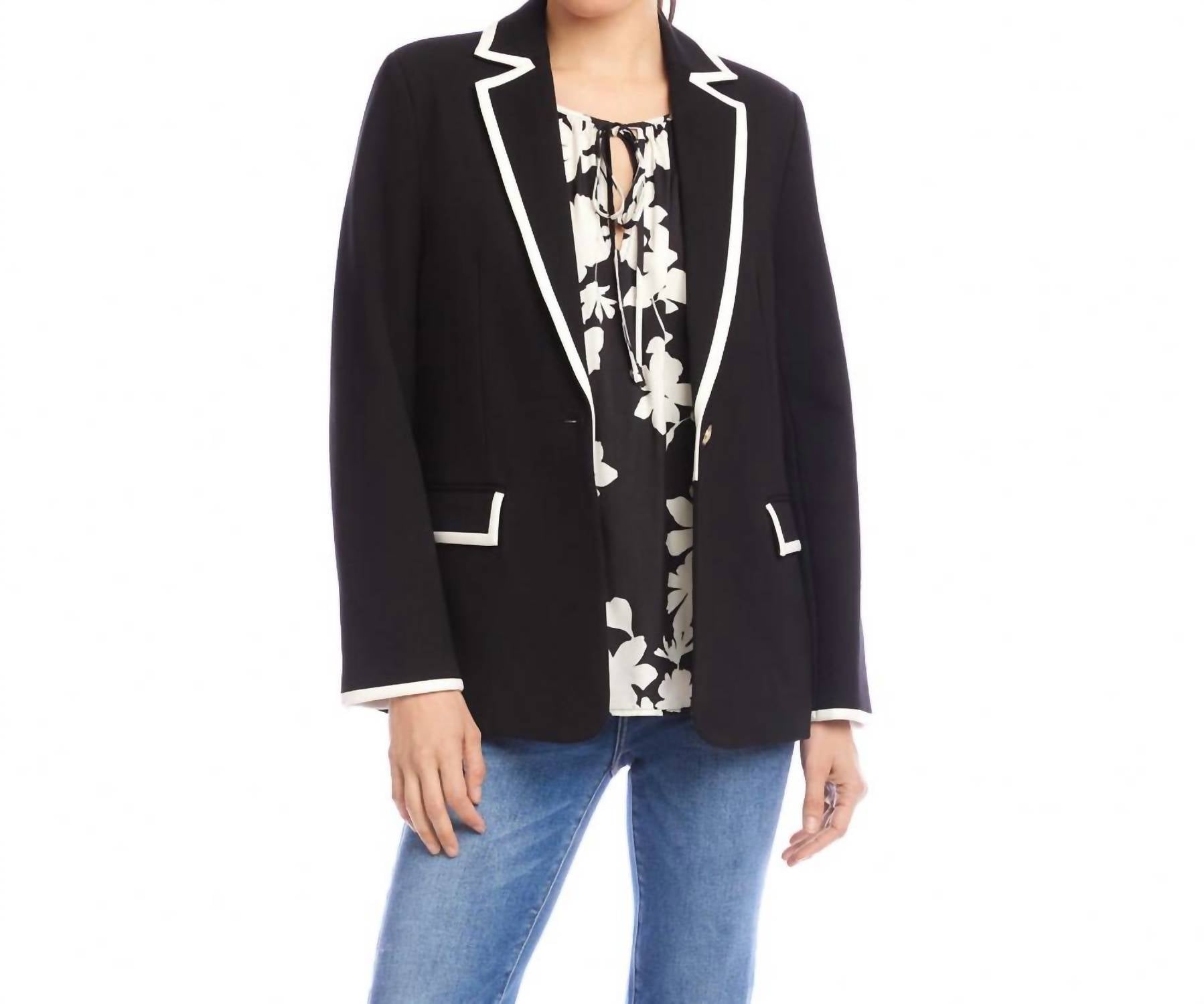 Karen Kane - Contrast Ponte Knit Blazer