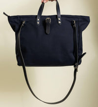 Zilla Canvas Cross Body Bag in blue with blue leather - women's bag - alternate view