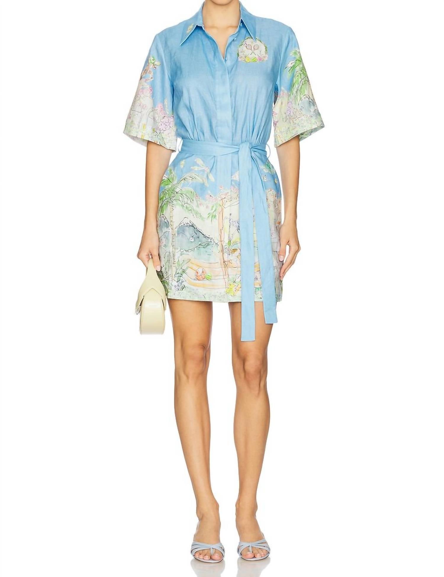 Alemais - Anouk Short Sleeve Collared Mini Dress