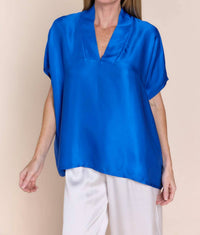 Sofia Inez Top in cerulean - women's blouse