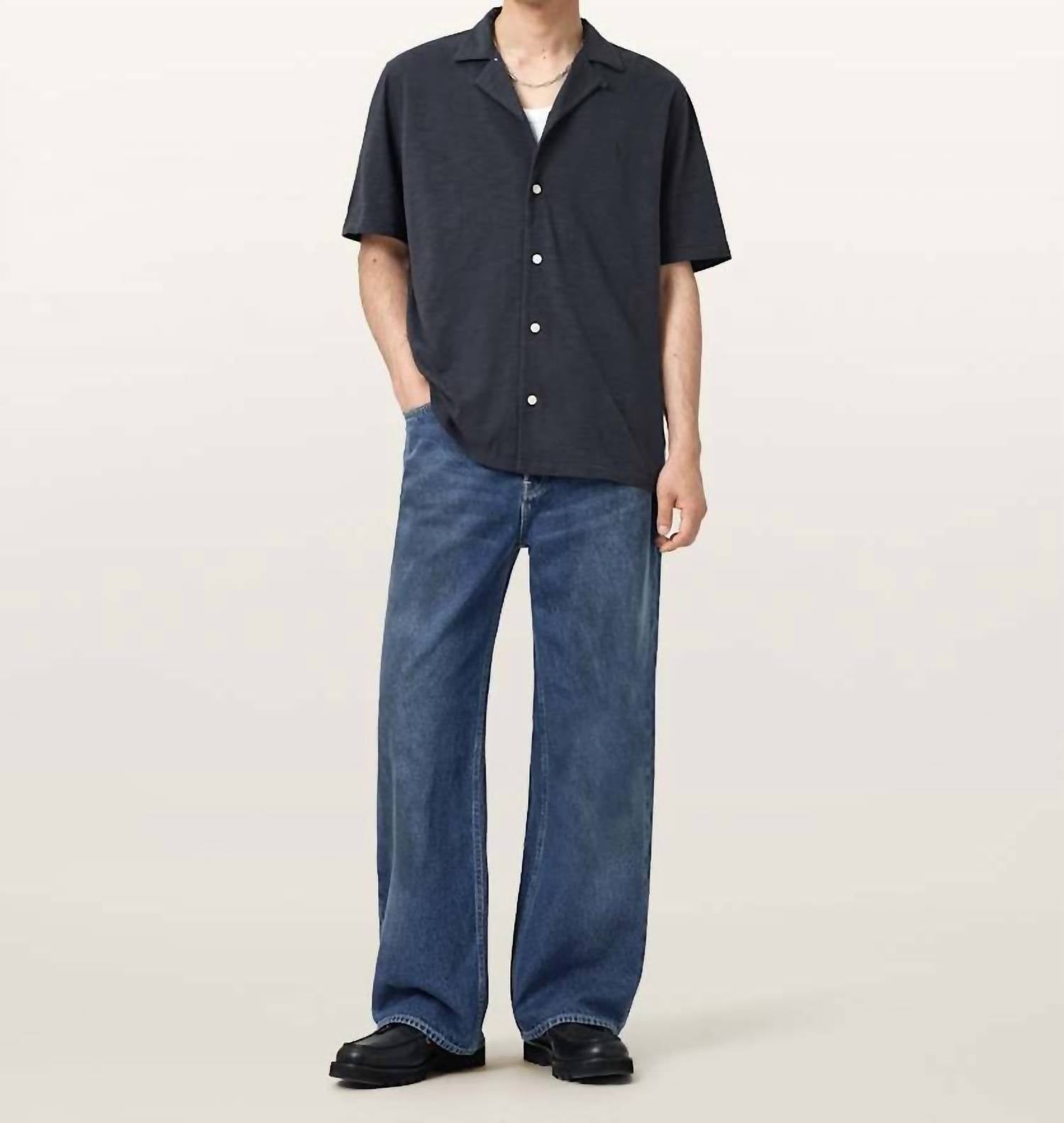 AllSaints Lenny Loose Fit Wide Leg Jeans in blue - men's jeans - view 5