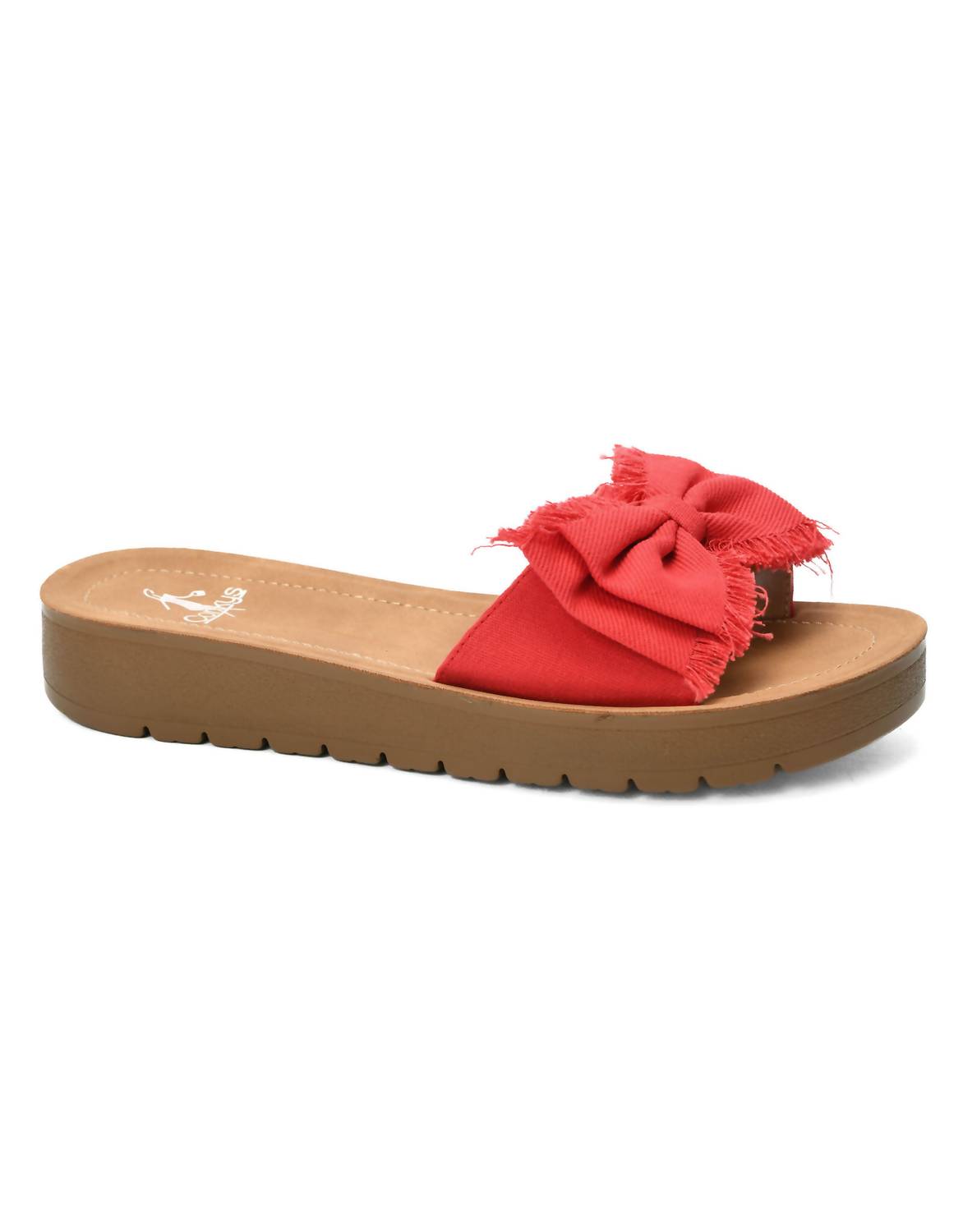 Corkys Footwear Women's Spray Tan Sandal in red - women's sandal