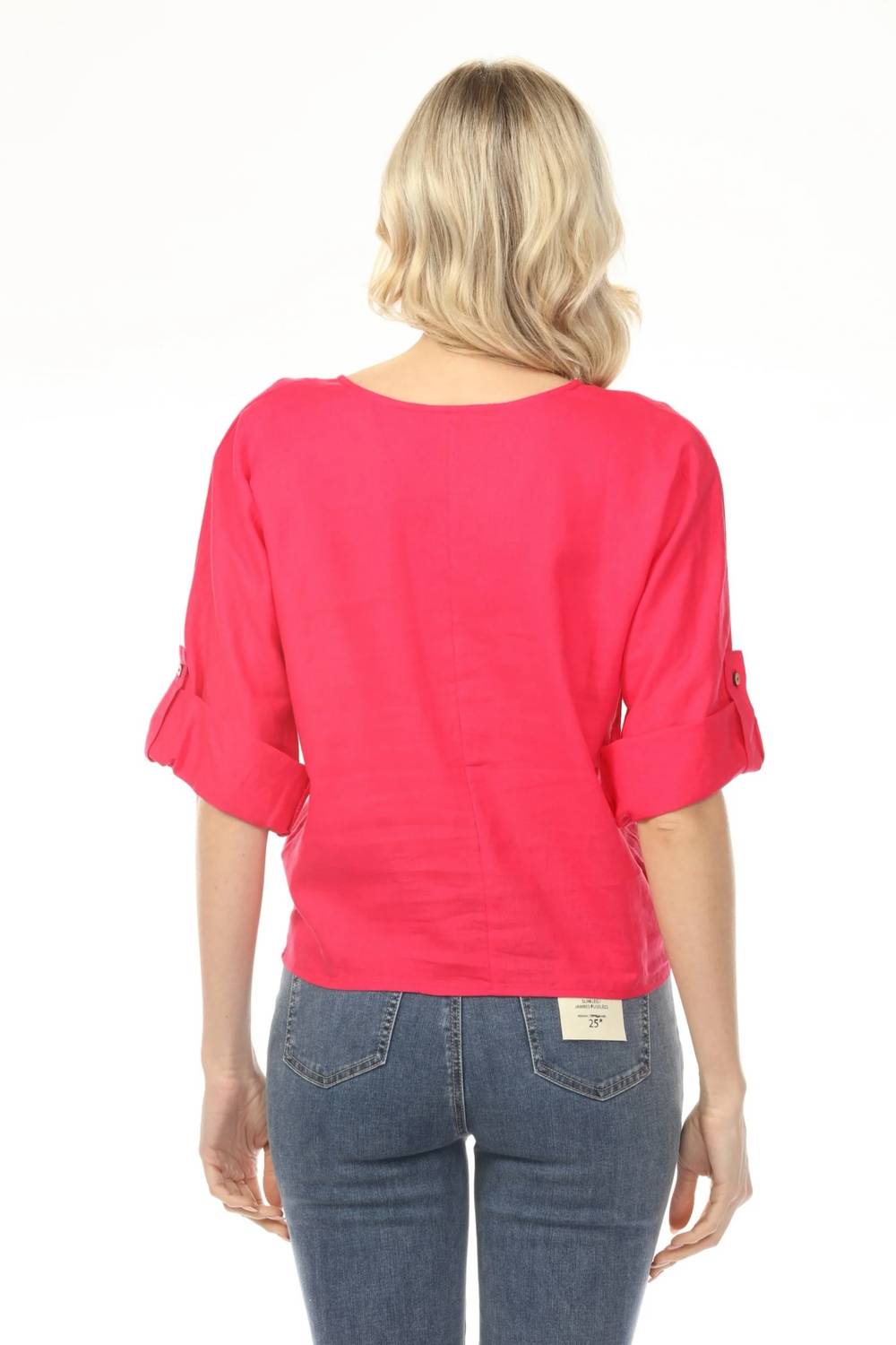 Charlie B - Roll-up Sleeve Front Tie Top