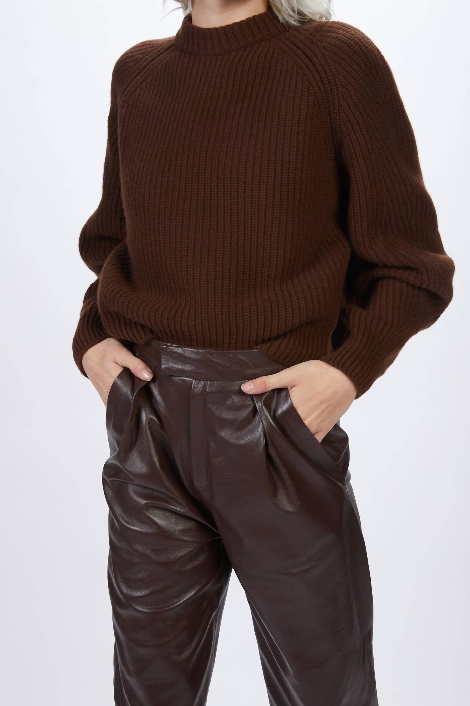 PLEATED LEATHER PANTS