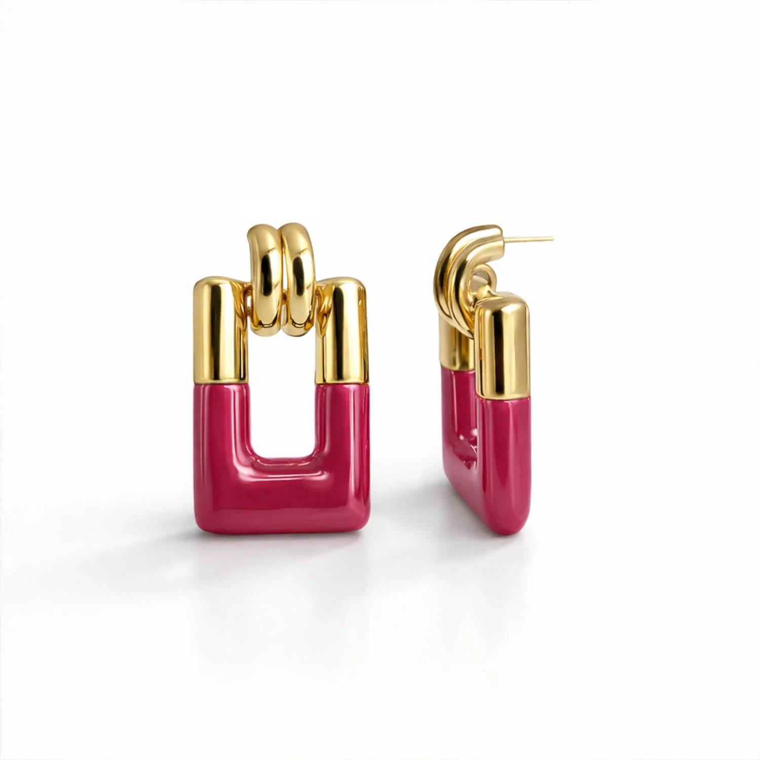 Gold & Honey - Women's Rectangle Door Knocker Earrings