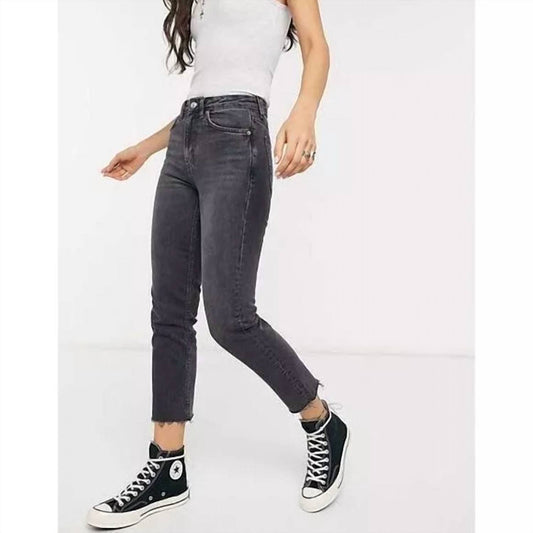 Topshop - Moto High Waist Raw Hem Straight Leg Jeans