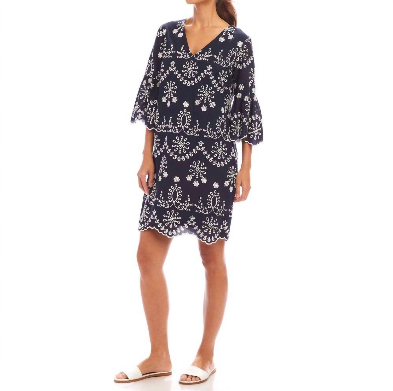 Karen Kane - Flare Sleeve Embroidered Mini Dress
