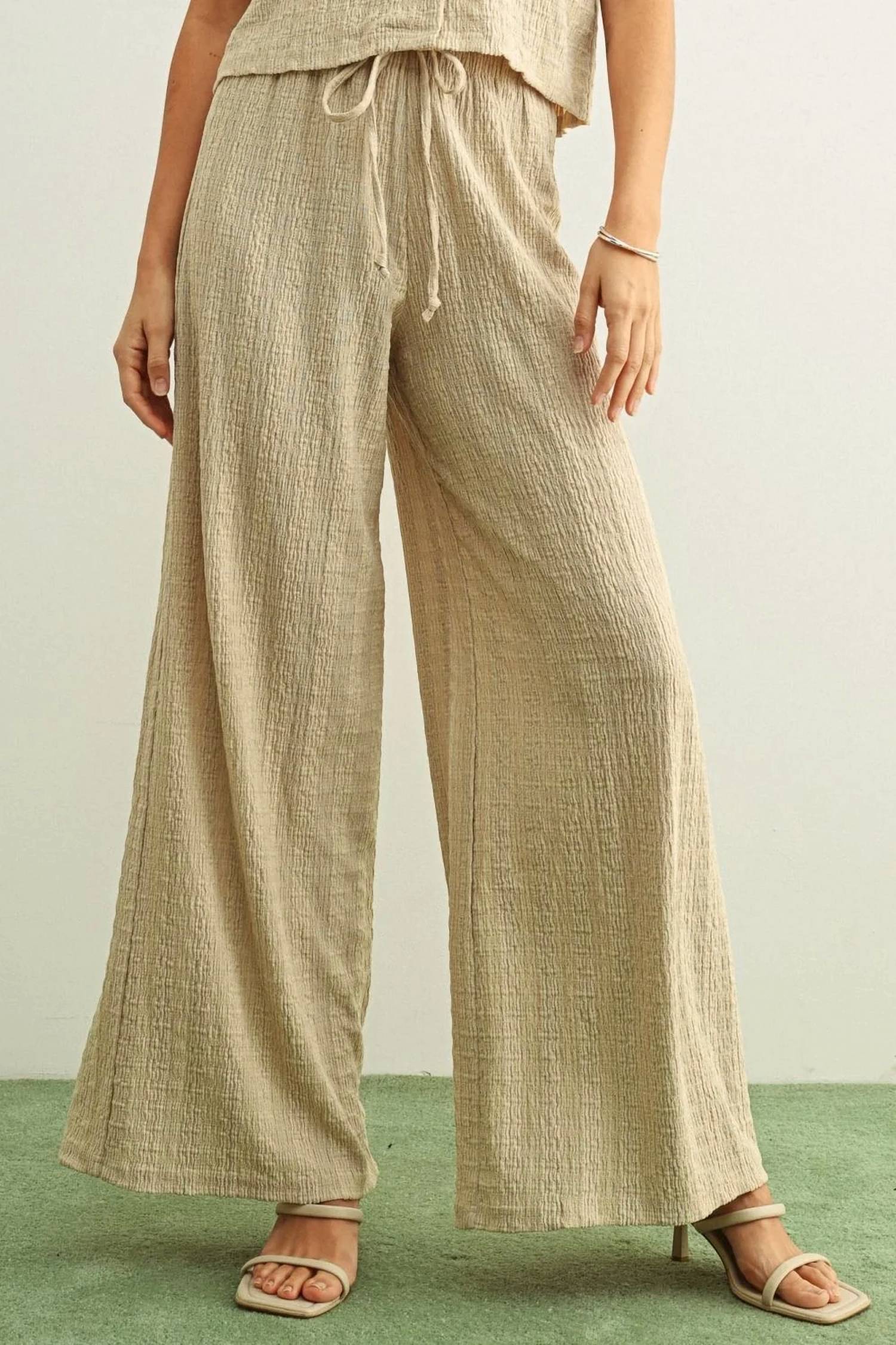 Miou Muse - Textured Wide-leg Pant