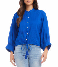 Karen Kane - Lace Trim Drawstring Top