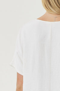 entro Solid V-neck Top in off white - women's blouse - view 5