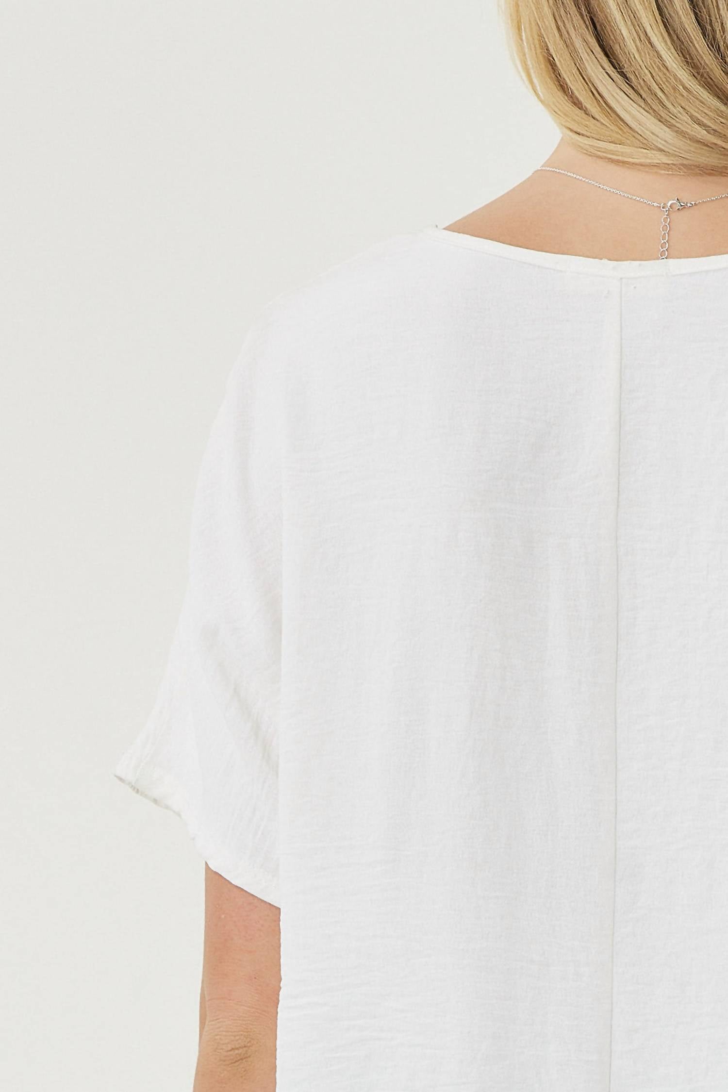 entro Solid V-neck Top in off white - women's blouse - view 5