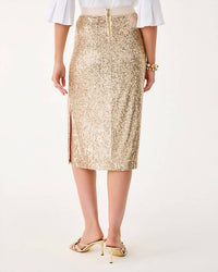 Lilly Pulitzer Kendrick Midi Skirt in gold metallic treasure box sequin knit - women's skirt - alternate view